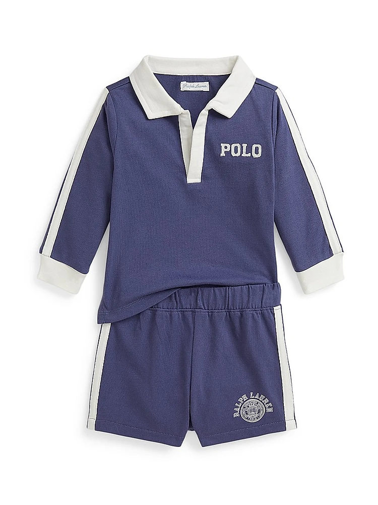 Baby Boy's Logo Polo Shirt & Shorts Set