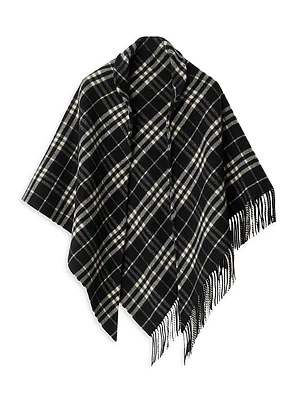 Check Wool-Cashmere Cape