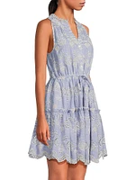 Charlotte Embroidered Striped Cotton Midi-Dress