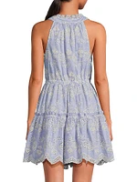 Charlotte Embroidered Striped Cotton Midi-Dress
