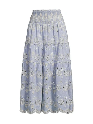 Charlie Eyelet Smocked Skirt