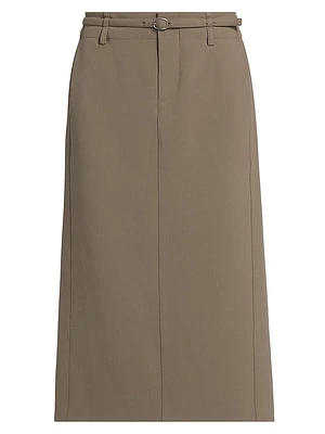 Belted Pencil Midi-Skirt
