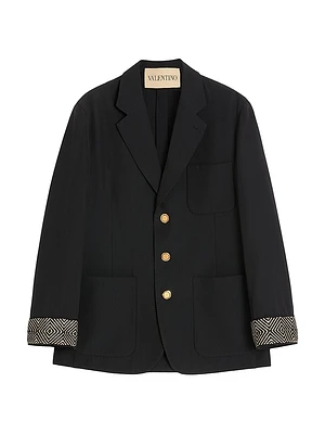 Single-Breasted Wool and Cotton Jacket