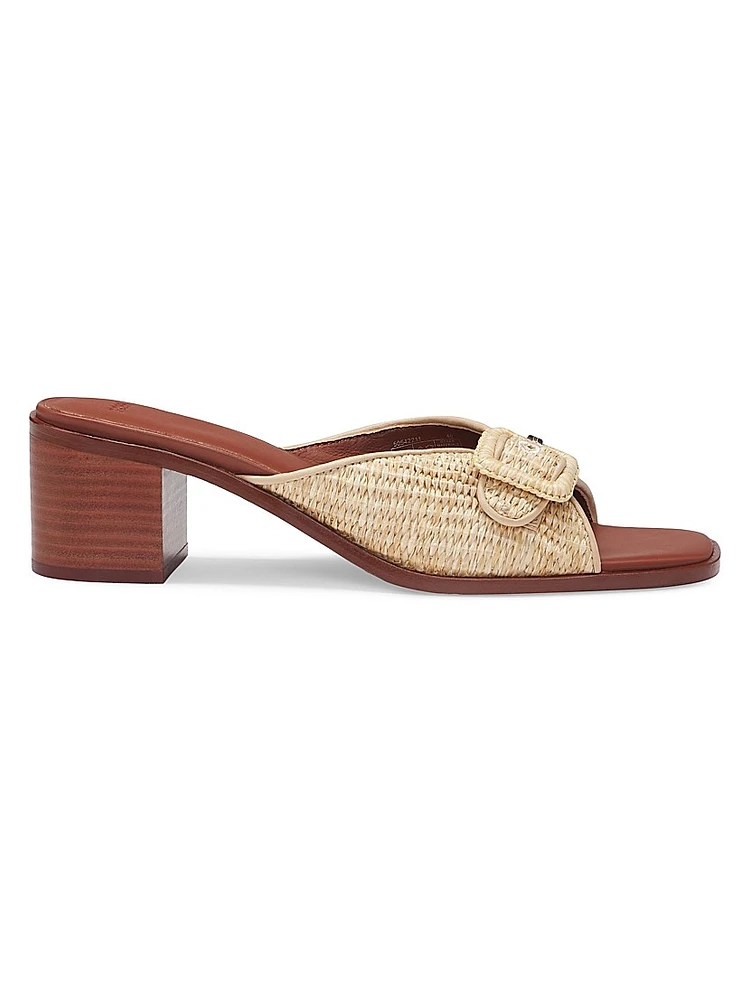 Raffia Mules with Leather Trims