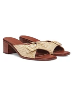 Raffia Mules with Leather Trims