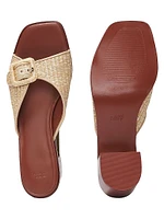 Raffia Mules with Leather Trims