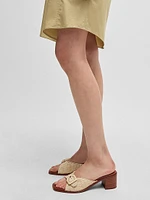 Raffia Mules with Leather Trims