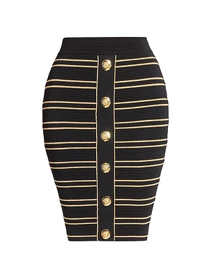 Piping-Knit Knee-Length Skirt
