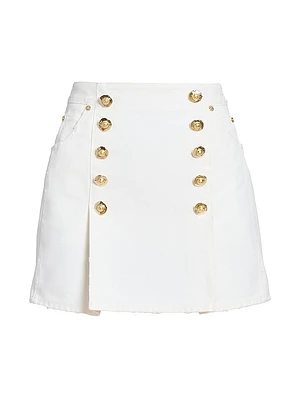 Button-Detailed Denim Miniskirt