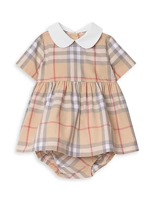 Baby Girl's Check Cotton Poplin Dress & Bloomers