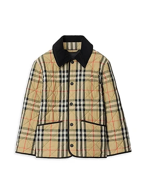 Baby's, Little Girl's & Check Quilted Nylon Barn Jacket