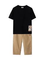 Baby Boy's, Little Boy's & Check Label Cotton T-Shirt