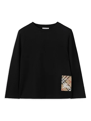 Little Boy's & Check Label Cotton T-Shirt