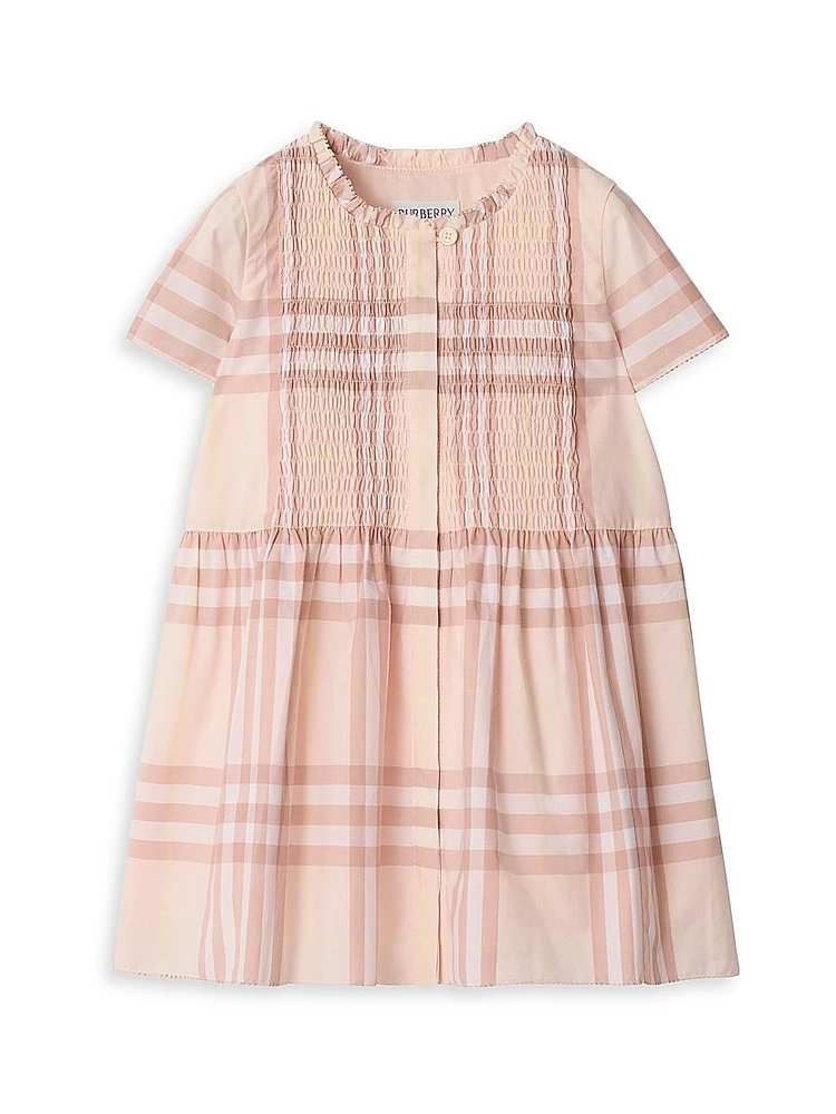 Baby Girl's, Little Girl's & Check Smocked Cotton Shirtdress
