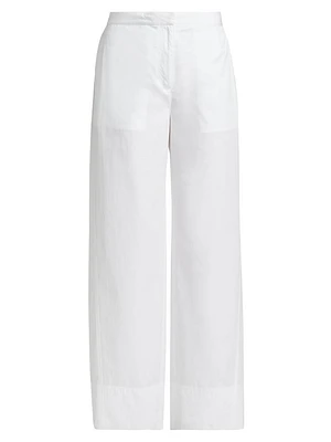 Twisted-Seam Cotton Straight-Leg Pants