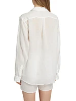 Ramie Double-Collar Button-Front Shirt