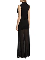 Stretch-Jersey Draped Scarf Maxi Dress