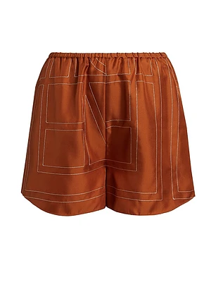 Monogram Silk Pajama-Inspired Shorts