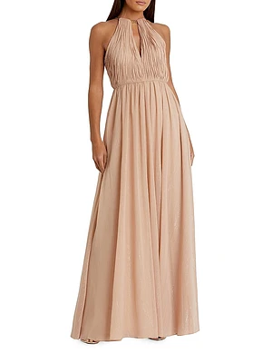 Ieena Keyhole Chain Halter Gown