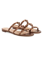 Rockstud Flat Metallic Nappa Slide Sandals