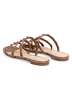 Rockstud Flat Metallic Nappa Slide Sandals