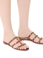 Rockstud Flat Metallic Nappa Slide Sandals