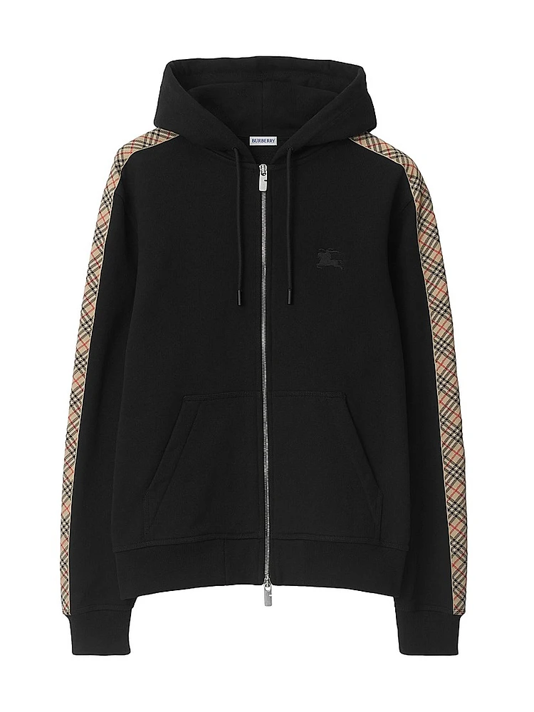 Scott Check-Trim Cotton Hoodie