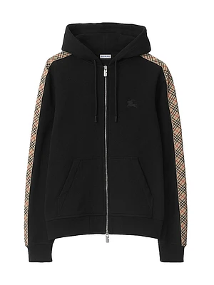 Scott Check-Trim Cotton Hoodie