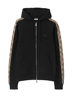 Scott Check-Trim Cotton Hoodie