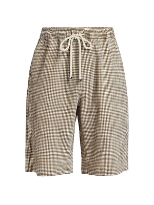 Plaid Seersucker Baggy Shorts