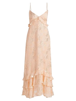 Esmeralda Metallic Chiffon Dress