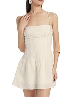 Lilou Pearl-Beaded Linen-Cotton Minidress