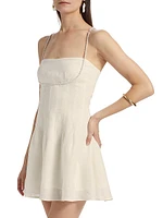 Lilou Pearl-Beaded Linen-Cotton Minidress