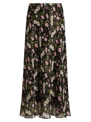 Jayna Metallic Chiffon Maxi Skirt