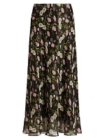 Jayna Metallic Chiffon Maxi Skirt