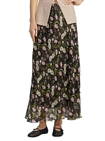 Jayna Metallic Chiffon Maxi Skirt