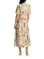 Casey Printed Linen-Blend Midi-Dress