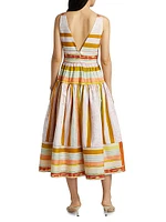 Mara Striped Cotton Midi-Dress