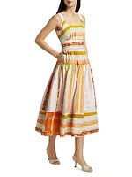 Mara Striped Cotton Midi-Dress