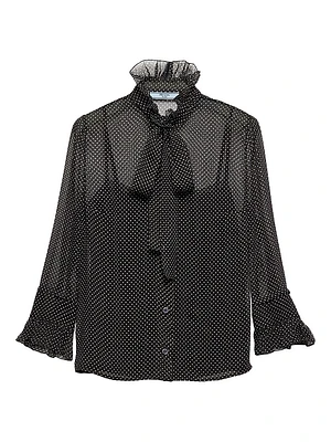 Polka-Dot Silk Chiffon Shirt