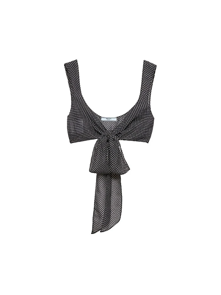 Polka-Dot Silk Chiffon Bralette Top