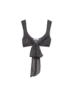 Polka-Dot Silk Chiffon Bralette Top