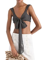 Polka-Dot Silk Chiffon Bralette Top