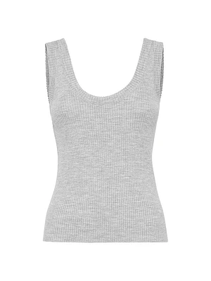 Virgin Wool and Cashmere Rib Knit Top with Monili
