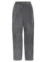 Suede Cropped Baggy Trousers