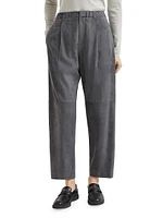 Suede Cropped Baggy Trousers