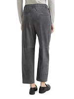 Suede Cropped Baggy Trousers