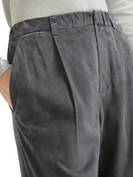 Suede Cropped Baggy Trousers