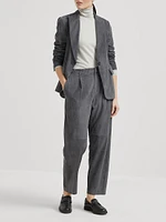 Suede Cropped Baggy Trousers