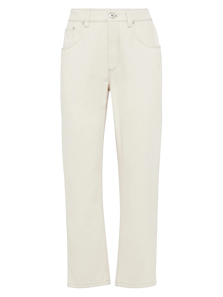 Stretch Dyed Denim Straight Trousers